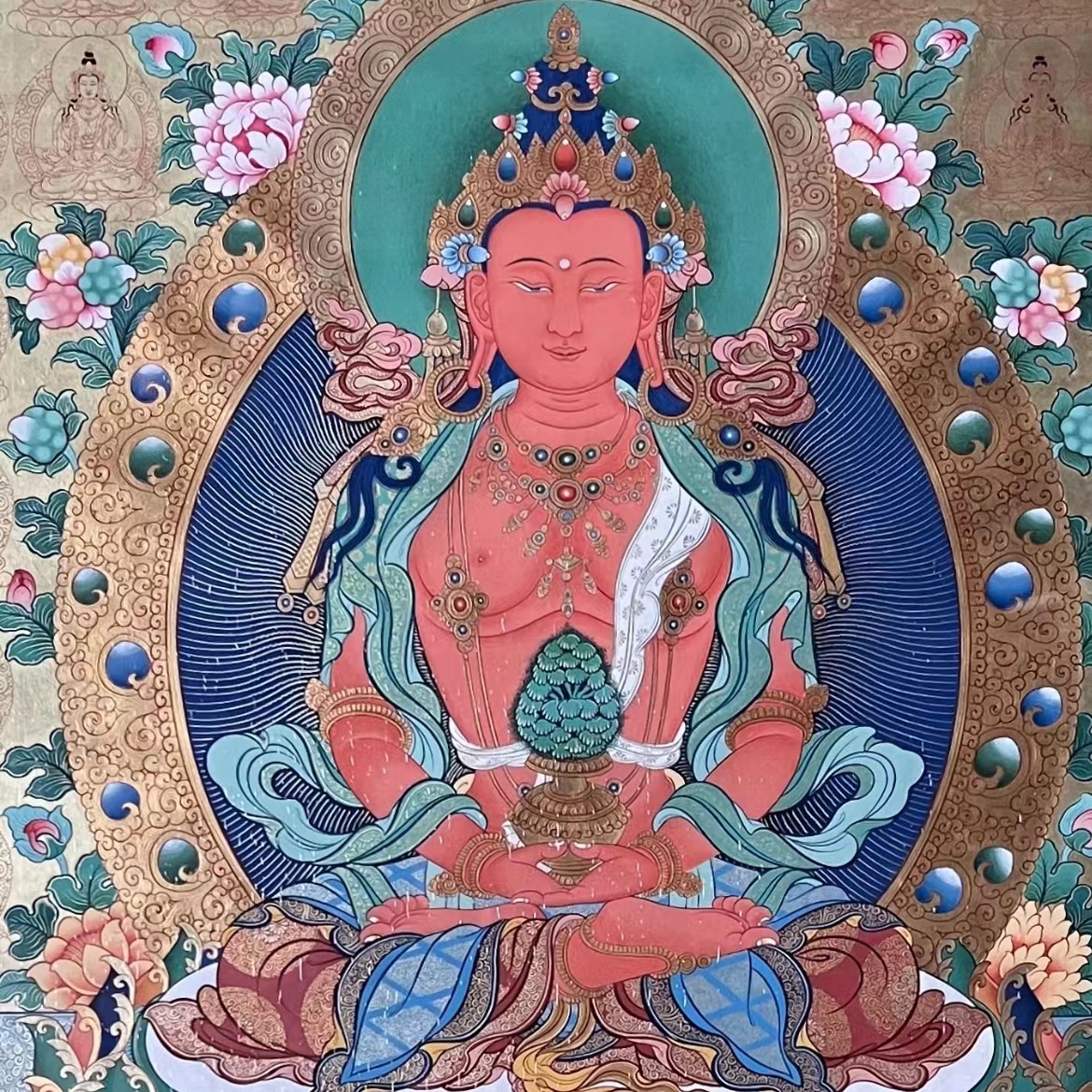 摩尼宝长寿三尊佛唐卡