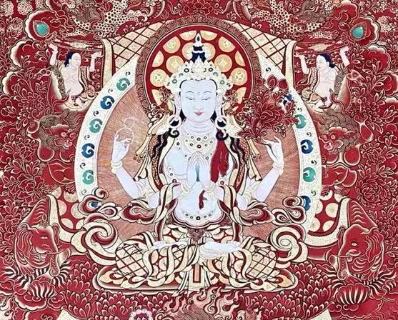 摩尼宝四臂观音唐卡